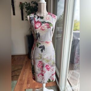 Calvin Klein Gray Floral Midi Dress